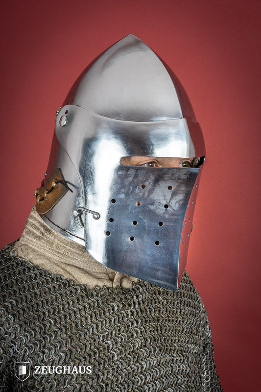 Full Visor Bascinet Helmet 2mm Polished - Which Mark