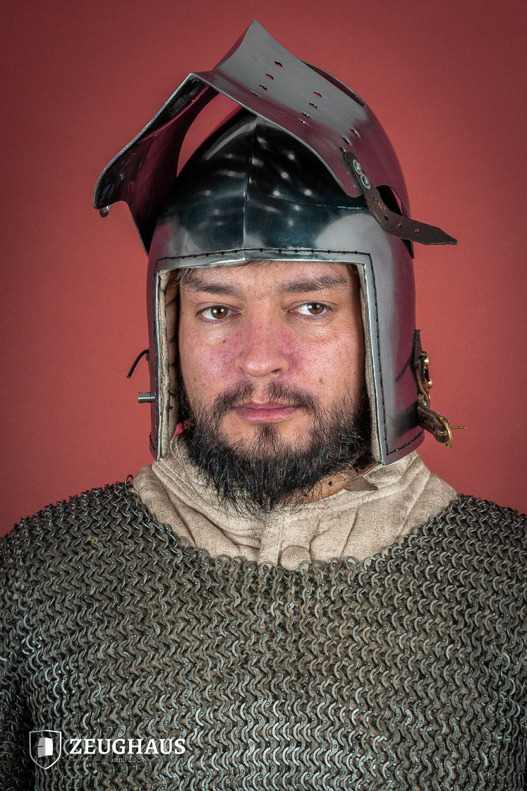 Full Visor Bascinet Helmet 2mm Polished - Which Mark