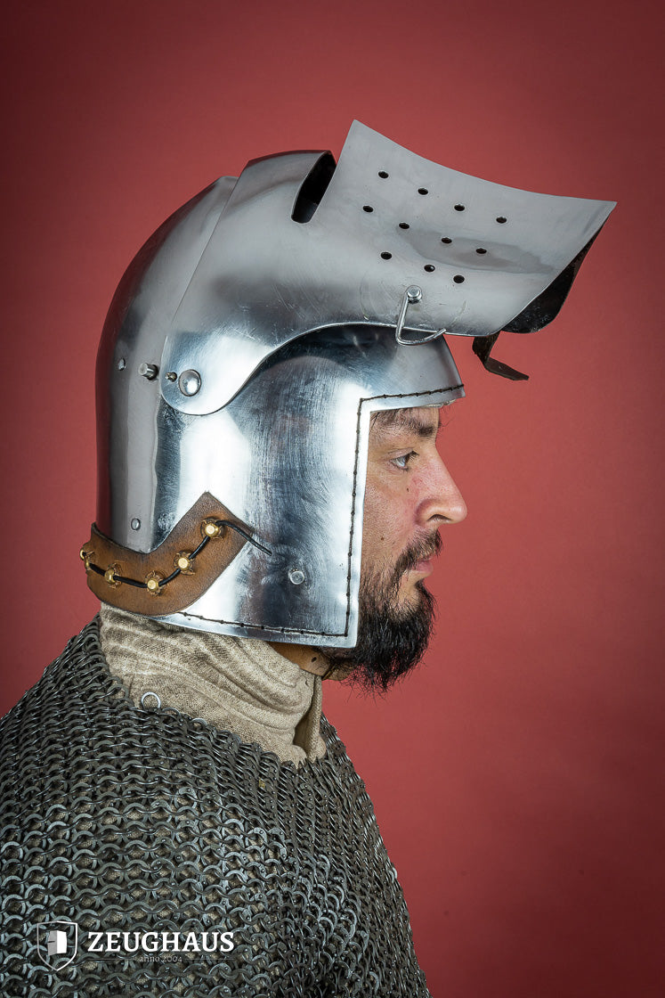 Full Visor Bascinet Helmet 2mm Polished - Which Mark