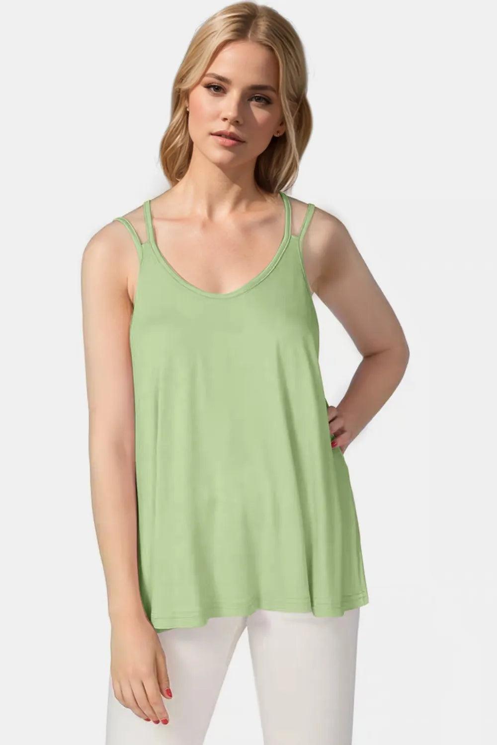 Basic Bae Bamboo Scoop Neck Double Spaghetti Straps Cami - Which Mark