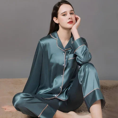 New Spring And Autumn Silk Couple Pajamas For Women - Which Mark