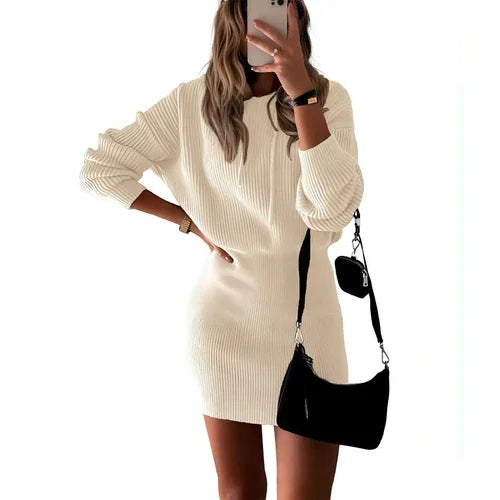 Casual Dress Mid-length Hooded Cinched Waist Sweater - Which Mark