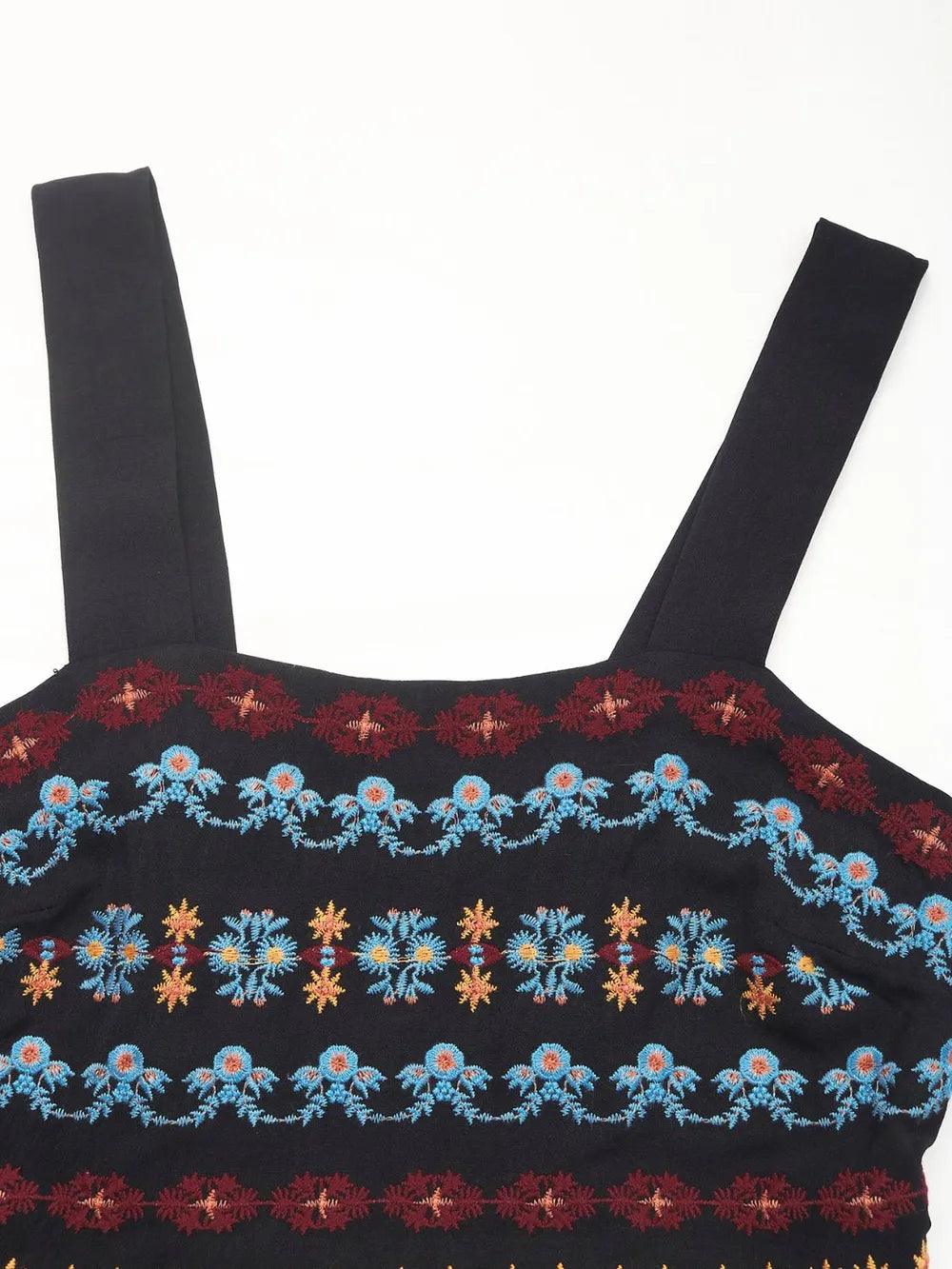 Perfee Embroidered Floral Side Slit Sleeveless Midi Dress - Which Mark