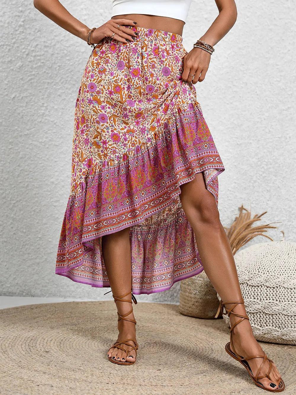 Perfee High-Low Elastic Waist Skirt - Which Mark