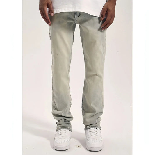 High Street Yellow Mud Washed And Distressed Men's Casual Pants - Which Mark