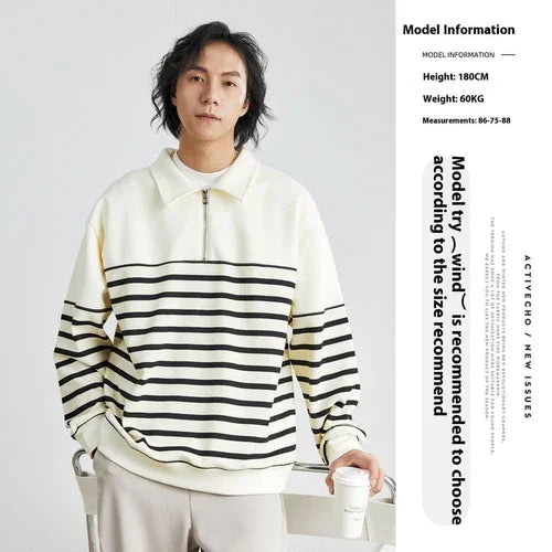 Contrast Color Texture Advanced Lapel Sweater Korean Style - Which Mark