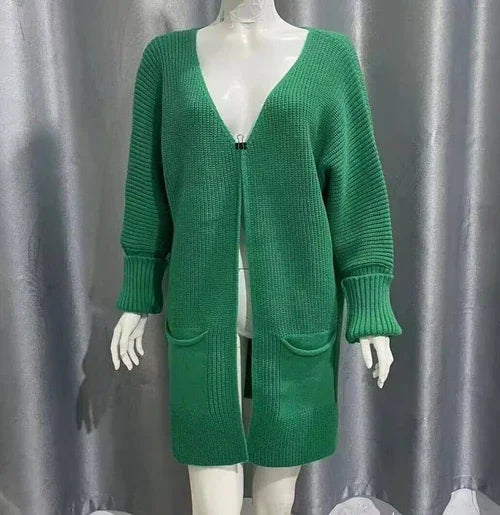 New Solid Color Loose Knitted Sweater Mid-length Coat - Which Mark