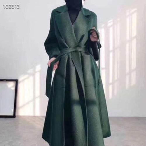 Women's Long Water Ripple Double-Sided Wool Coat – Elegant & Versatile - Which Mark