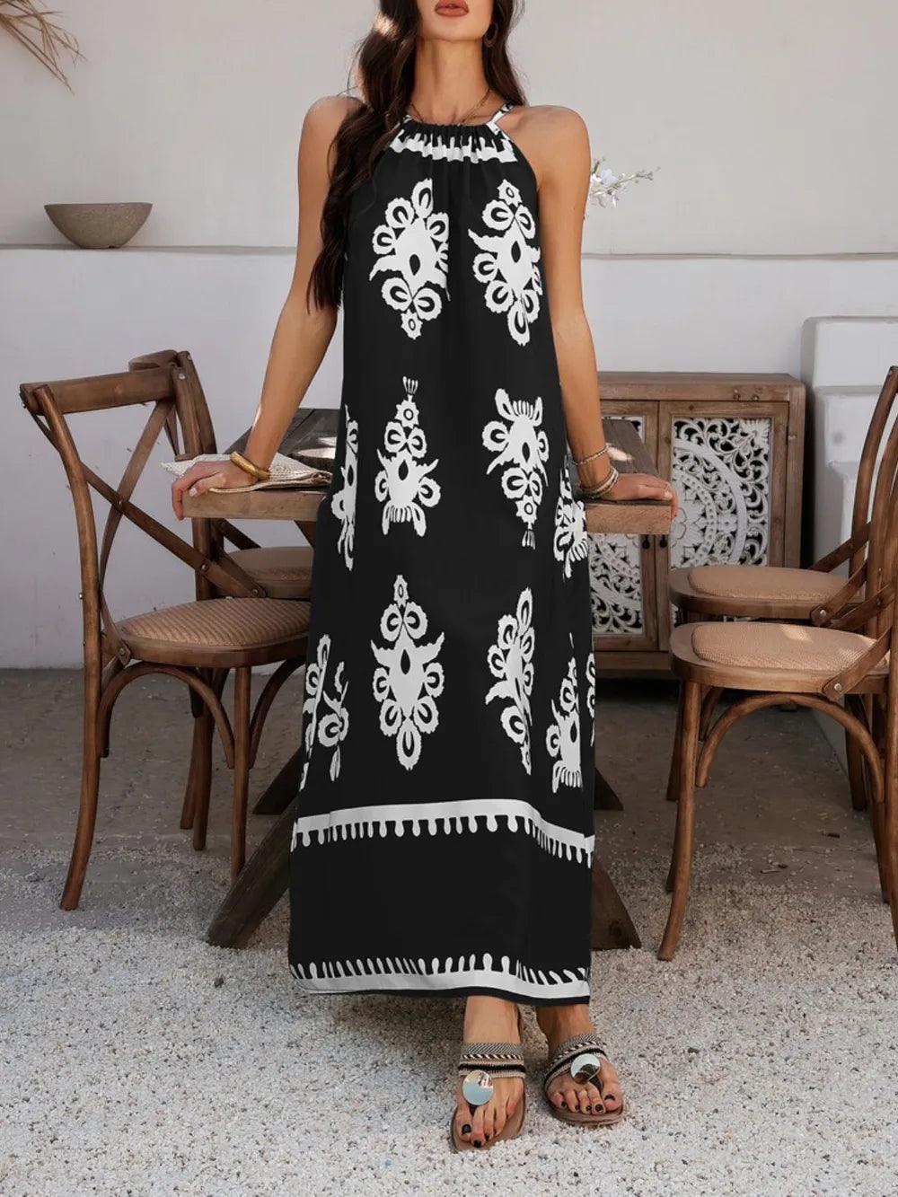 Devine Grecian Neck Printed Maxi Dress - Which Mark