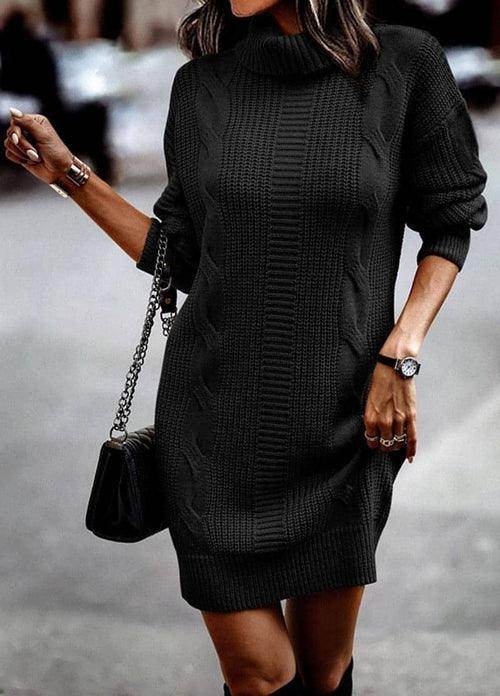 Women's Turtleneck Long Sleeve Narrow Sweater Dres - Which Mark