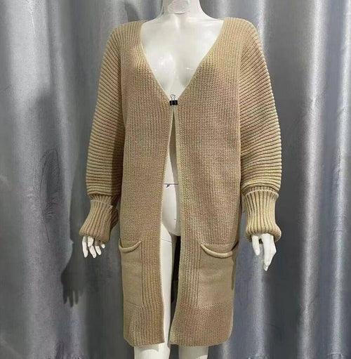 New Solid Color Loose Knitted Sweater Mid-length Coat - Which Mark