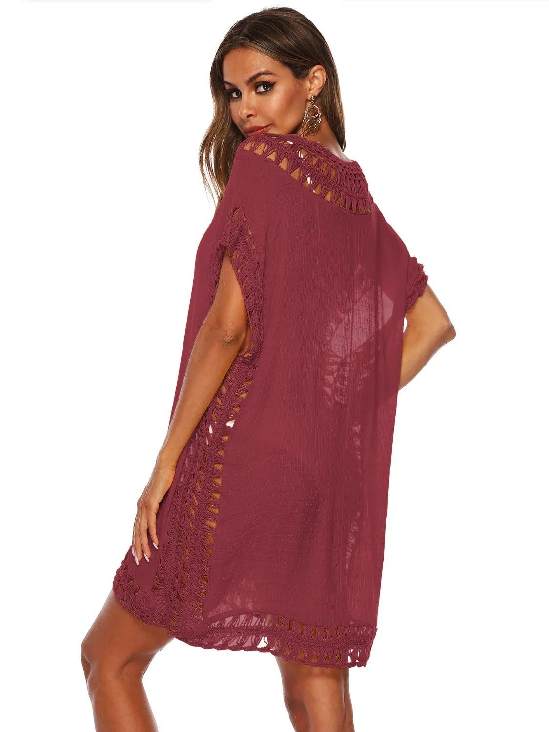 Bohemian Crochet Trim Beach Cover Up Dress - Which Mark