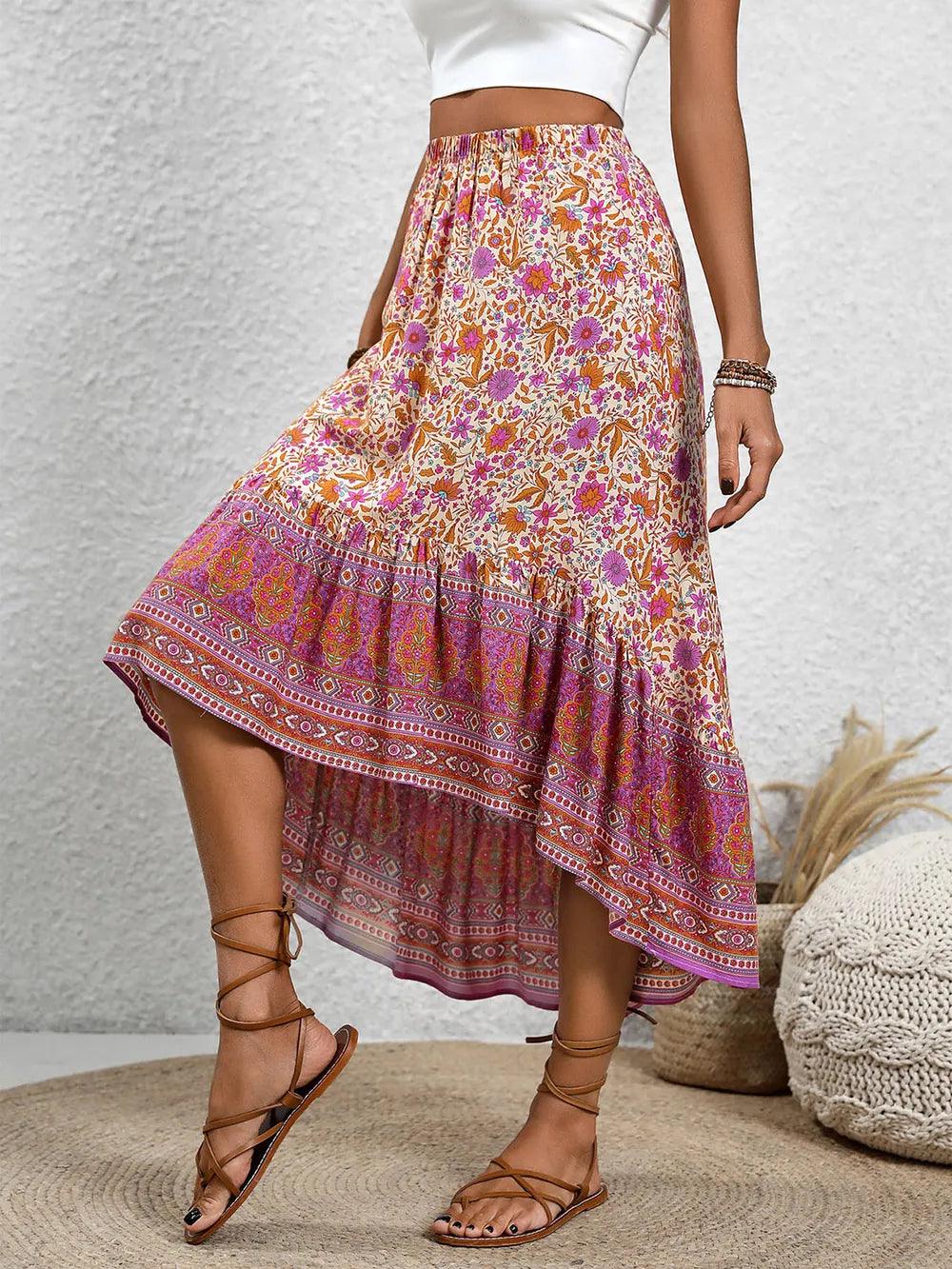 Perfee High-Low Elastic Waist Skirt - Which Mark