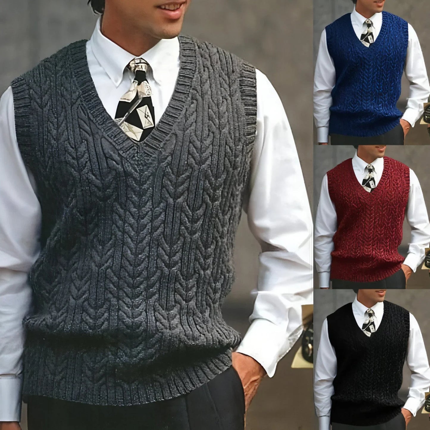 Knitted Vest V-neck Sweater Solid Color Casual - Which Mark