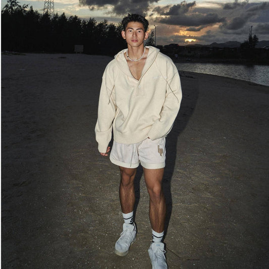 American Simple Embroidery Knitting Hooded Sweater Men - Which Mark