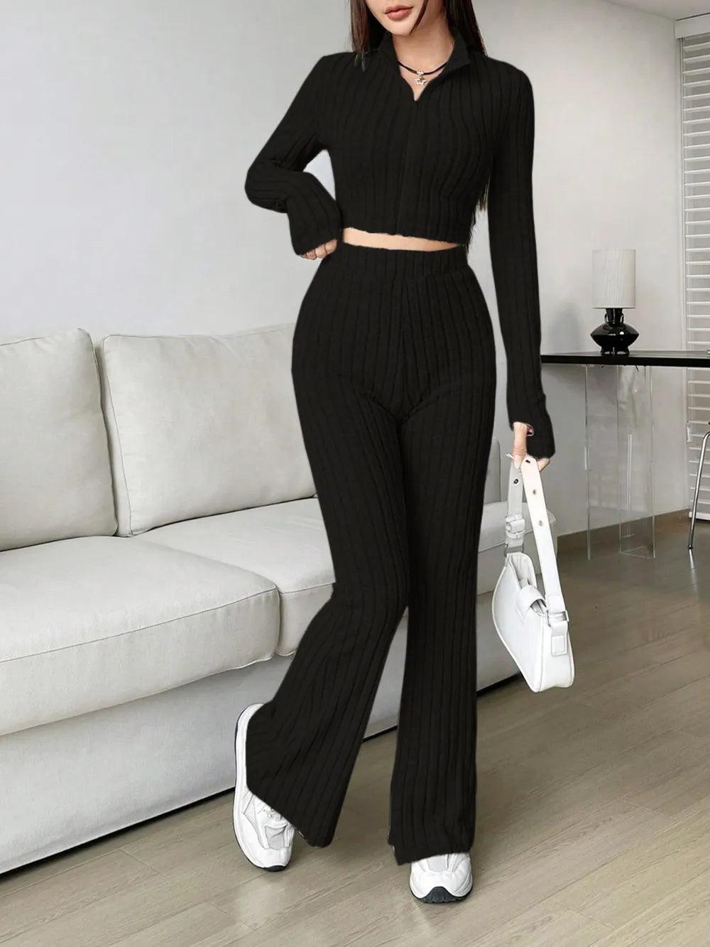 Honey Zip Up Long Sleeve Top and Pants Set - Which Mark
