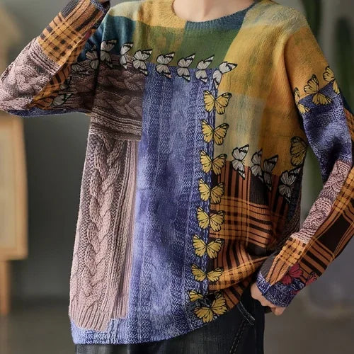 Women's Loose Pullover Round Neck Sweater - Which Mark
