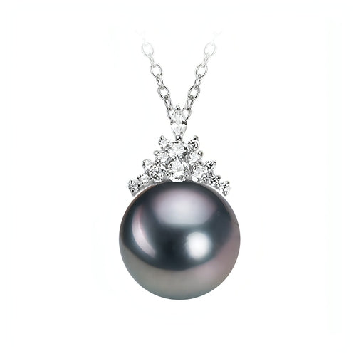 Black Pearl 18K Gold Pendant S925 Silver Necklace Female - Which Mark