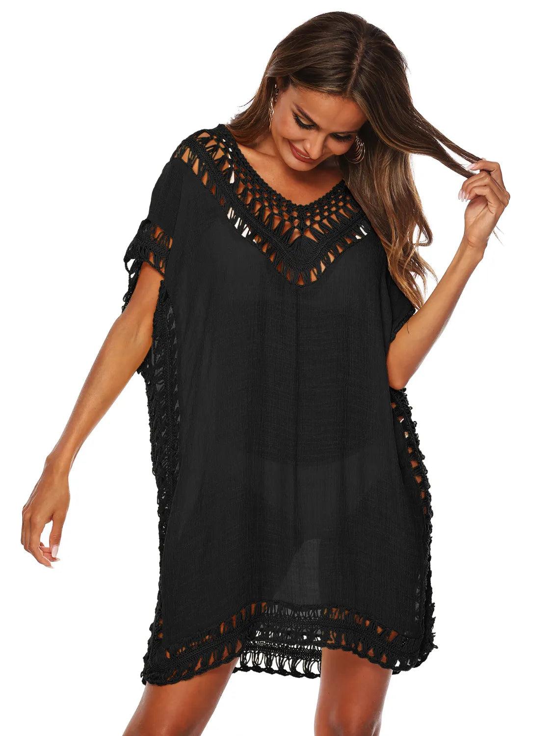 Bohemian Crochet Trim Beach Cover Up Dress - Which Mark