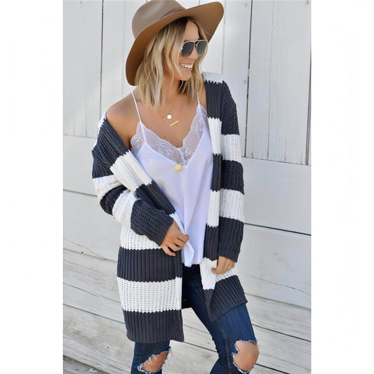 Mid-color Hooded Mid-length Cardigan Jacket Women Sweater - Which Mark