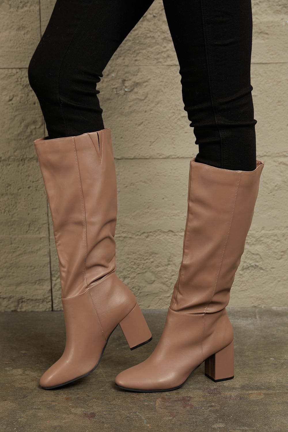 East Lion Corp Block Heel Knee High Boots - Which Mark