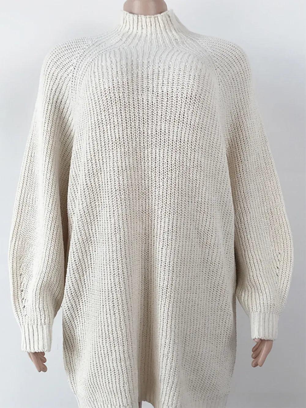Mock Neck Dropped Shoulder Sweater Dress - Which Mark
