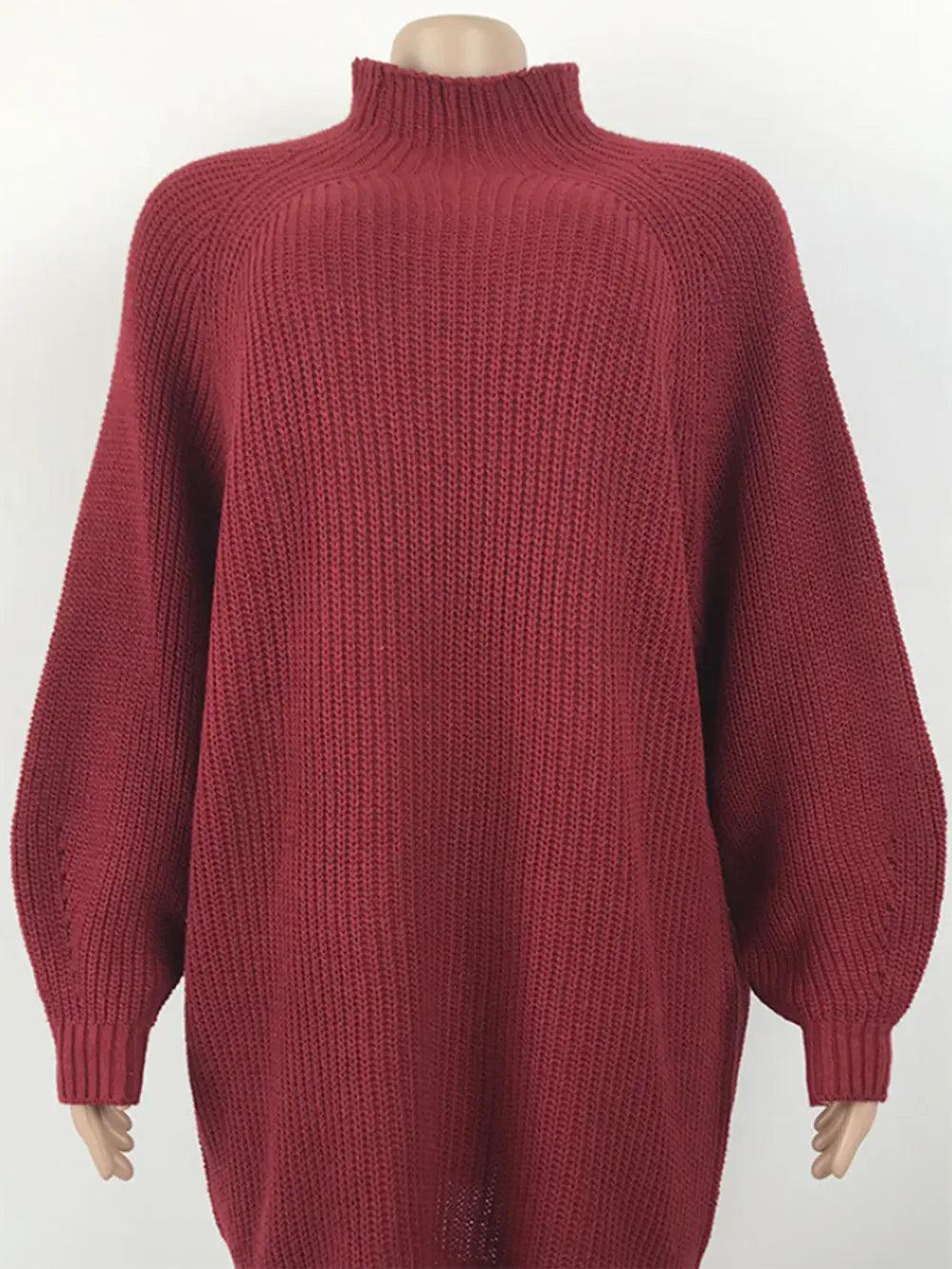 Mock Neck Dropped Shoulder Sweater Dress - Which Mark