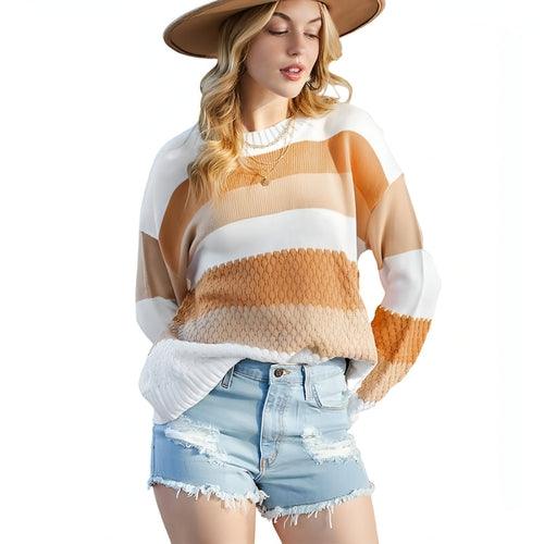 A1. Striped Texture Sweater Women's Autumn - Which Mark