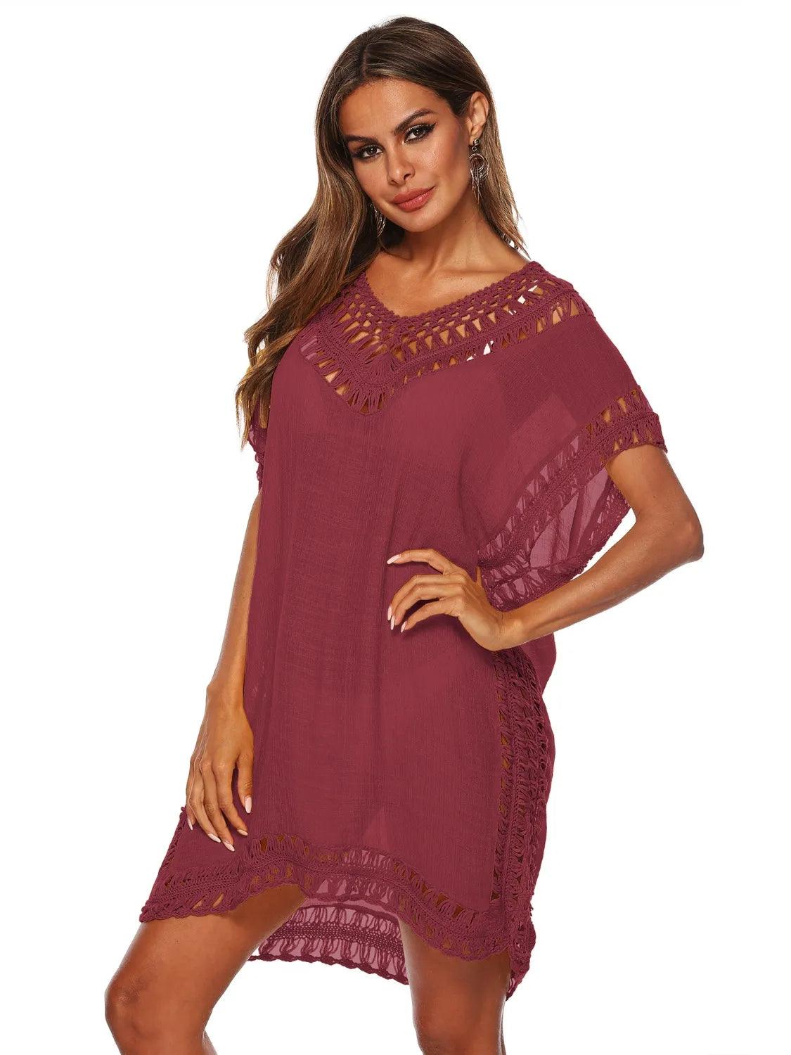Bohemian Crochet Trim Beach Cover Up Dress - Which Mark