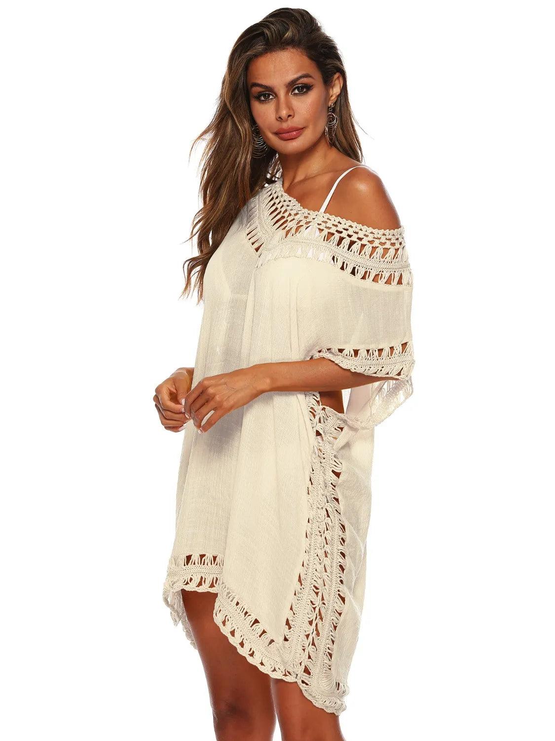 Bohemian Crochet Trim Beach Cover Up Dress - Which Mark