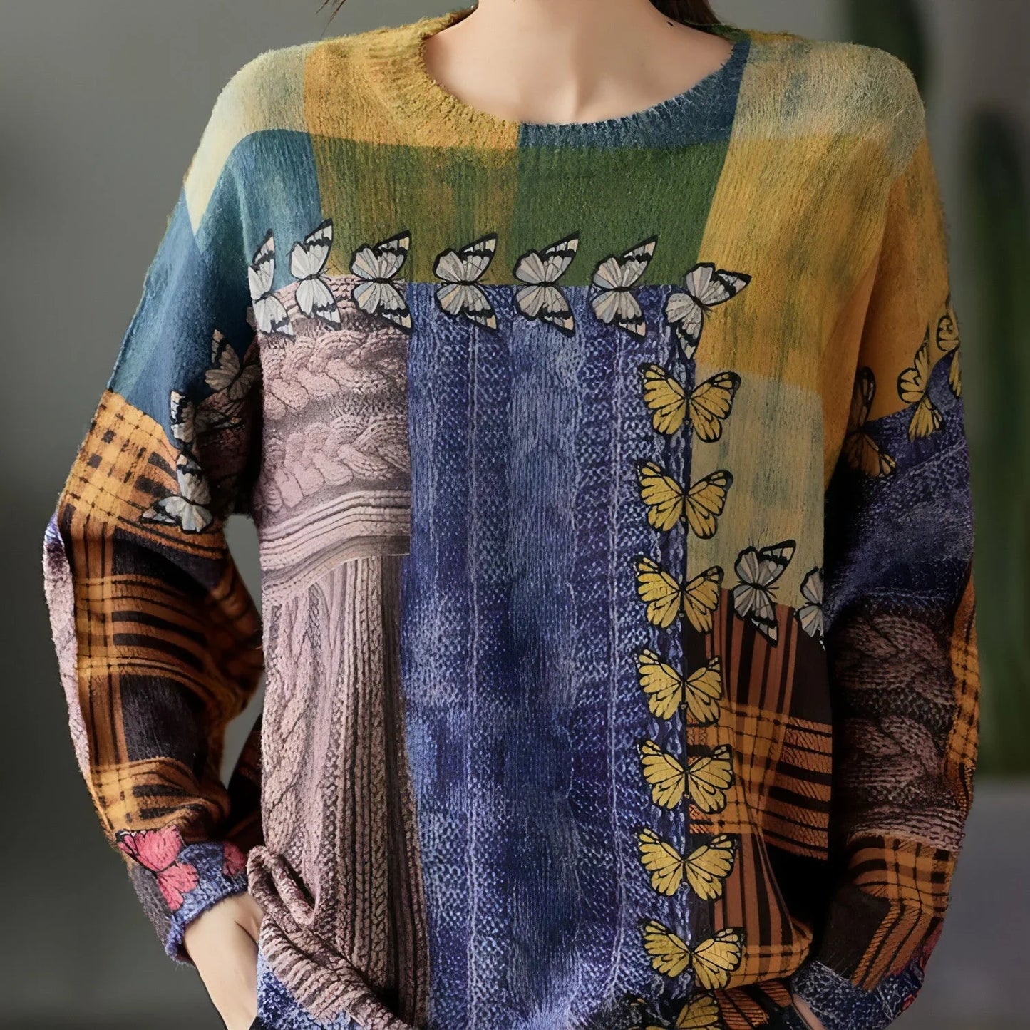 Women's Loose Pullover Round Neck Sweater - Which Mark