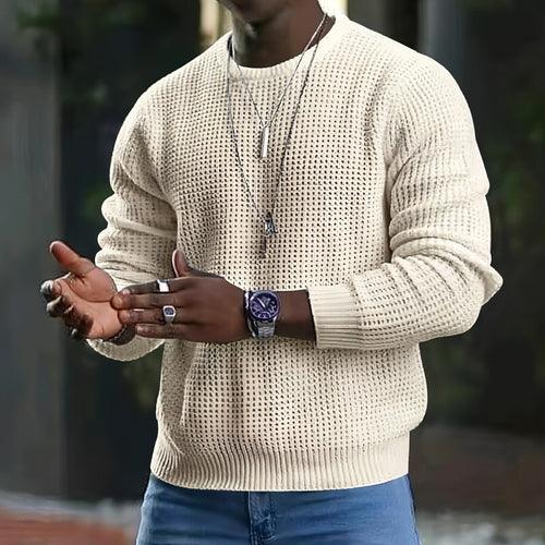 Men's New Youth Round Neck Long Sleeve Pullover Sweater - Which Mark