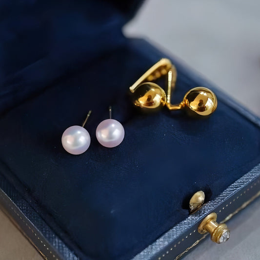 Pearl And Small Gold Ball Combined With Gold Earrings - Which Mark