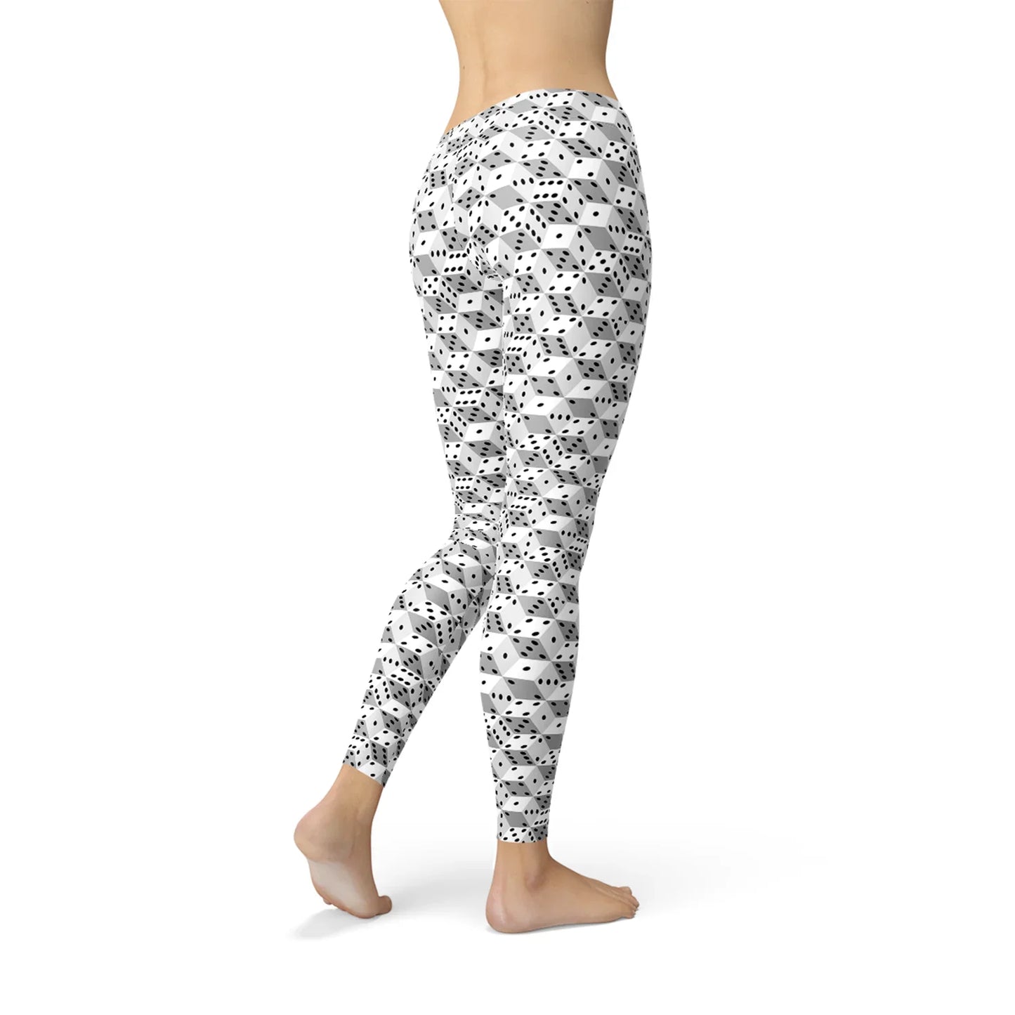 Womens Black and White Dice Leggings - Which Mark