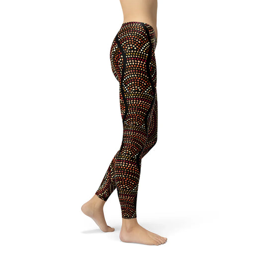 Womens Polka Dots Aboriginal Artwork Leggings (V2) - Which Mark