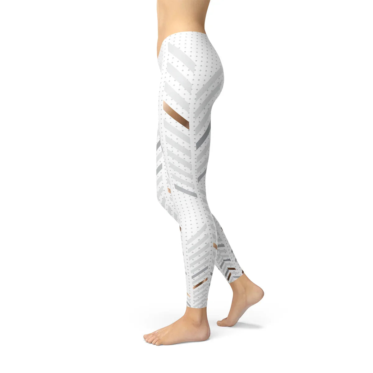 Womens White Stripes Leggings - Which Mark