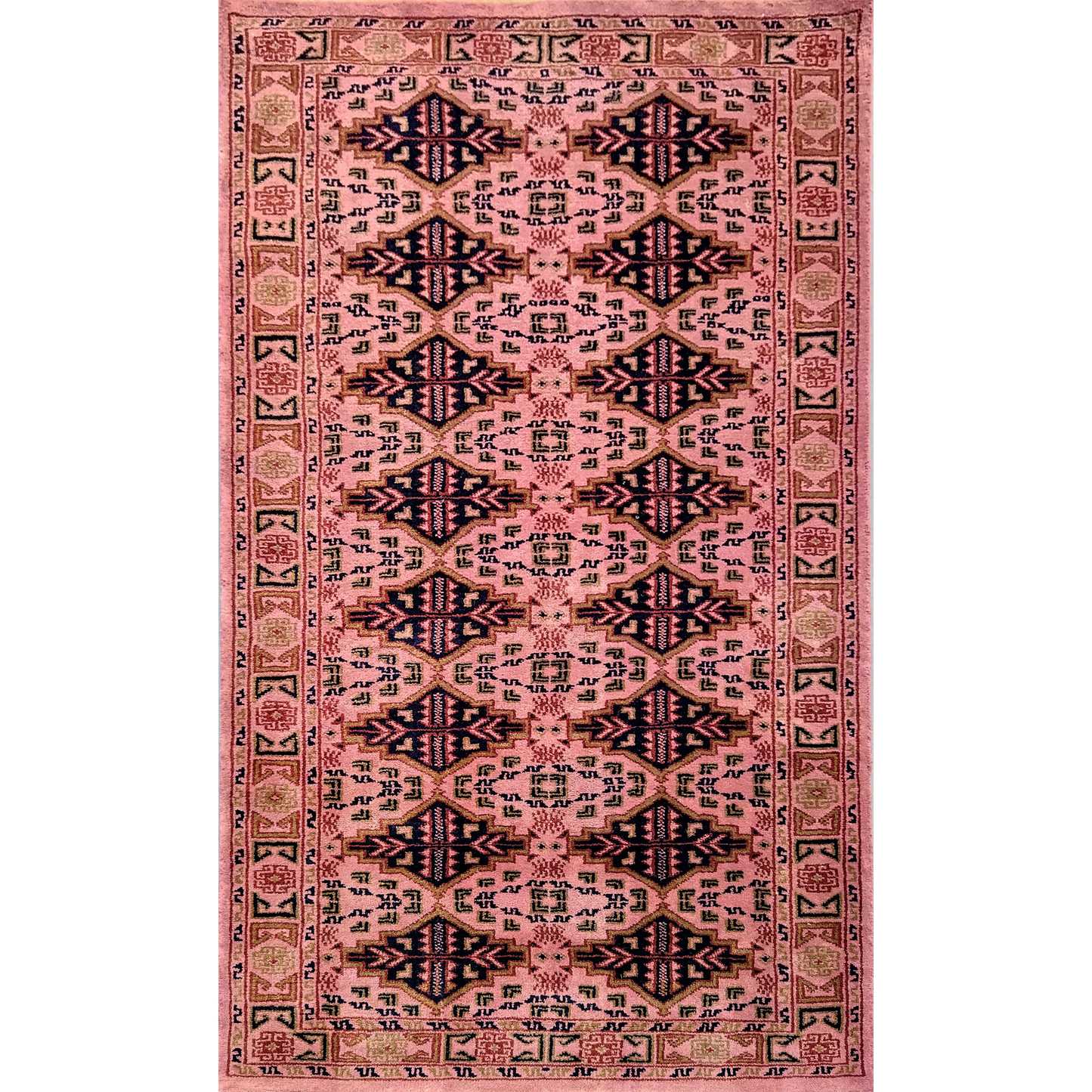 Hand Knotted Woolen Carpet Peach Tribal 3×5 Feet PEACH - Which Mark
