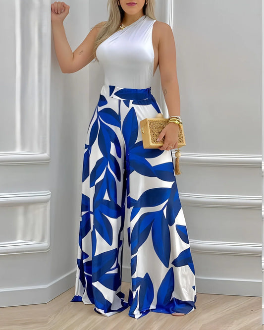 Ladies Fashion Patchwork Halter Jumpsuit - Which Mark