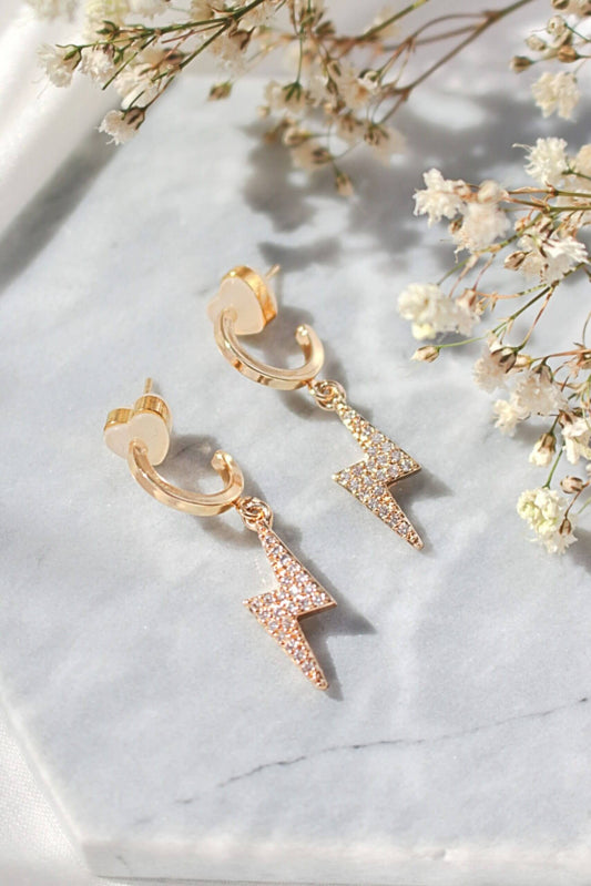 24 Karat CZ Lighting Bolt Earrings - Which Mark