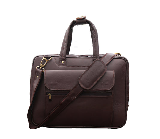 ANUENT 16 Inch Handmade Brown Leather Laptop Briefcase.