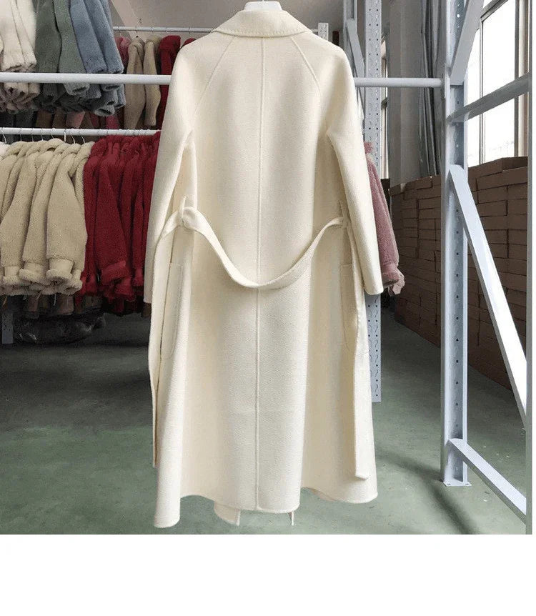 Women's Long Water Ripple Double-Sided Wool Coat – Elegant & Versatile - Which Mark