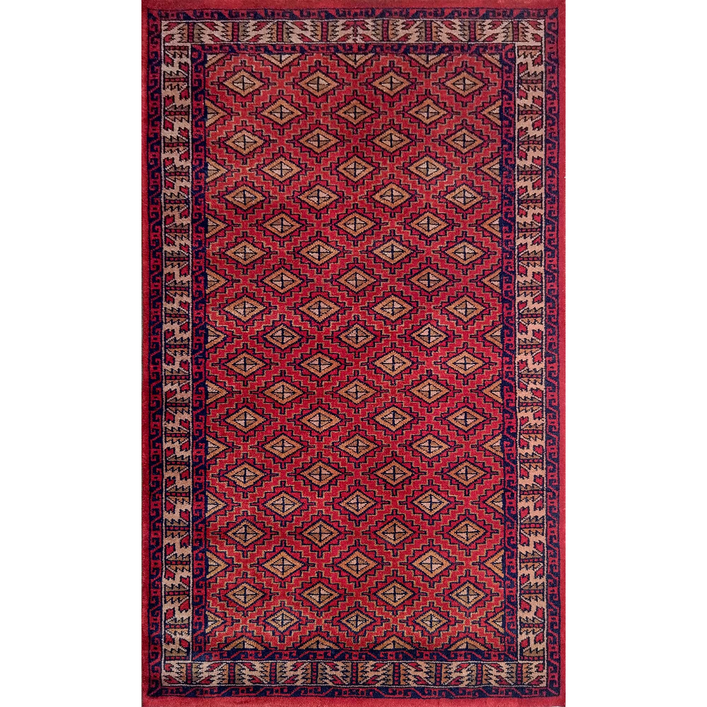 3×5 Feet Red Hand Knotted Wool Carpet Burfi - Which Mark