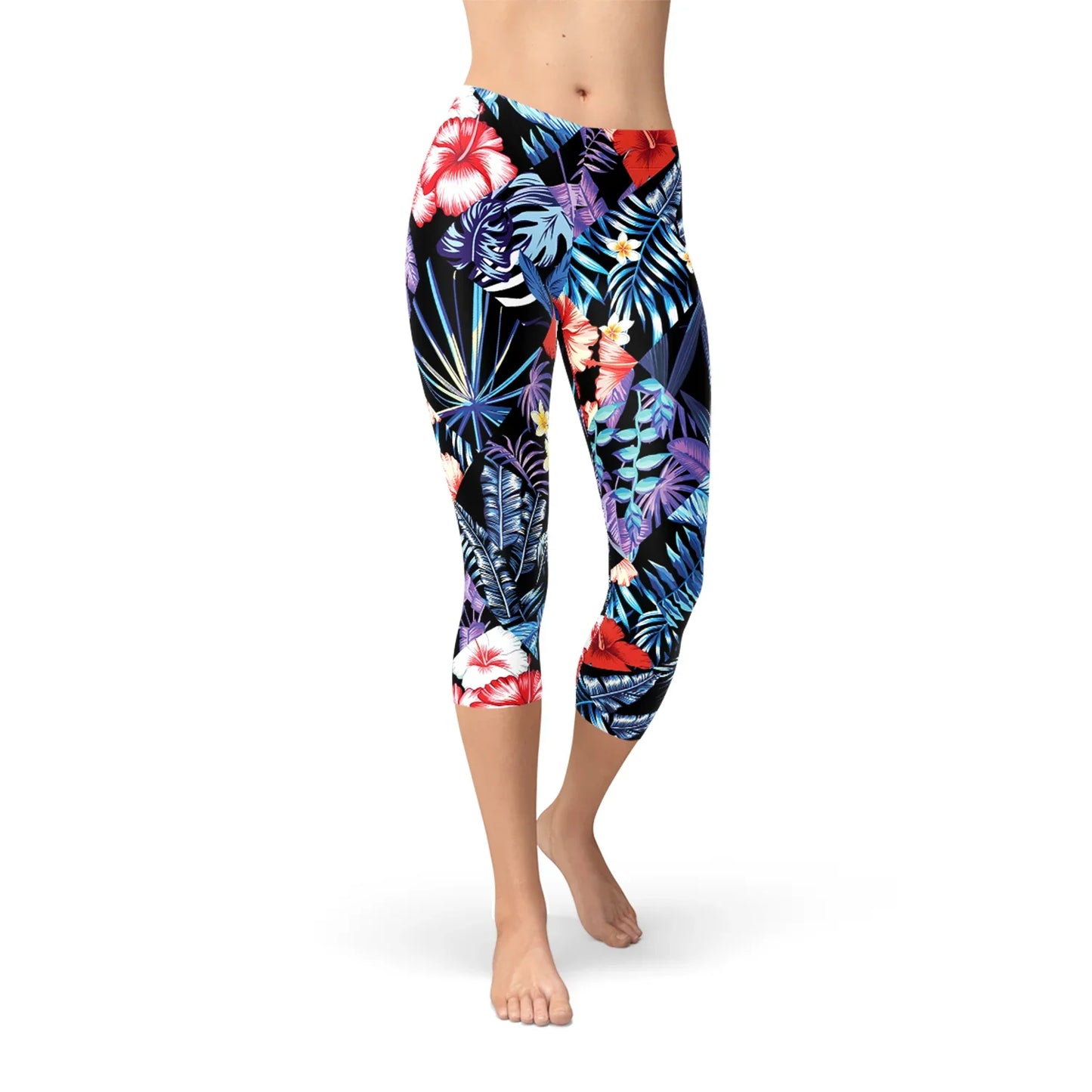 Geometric Tropical Floral Capri Leggings - Which Mark