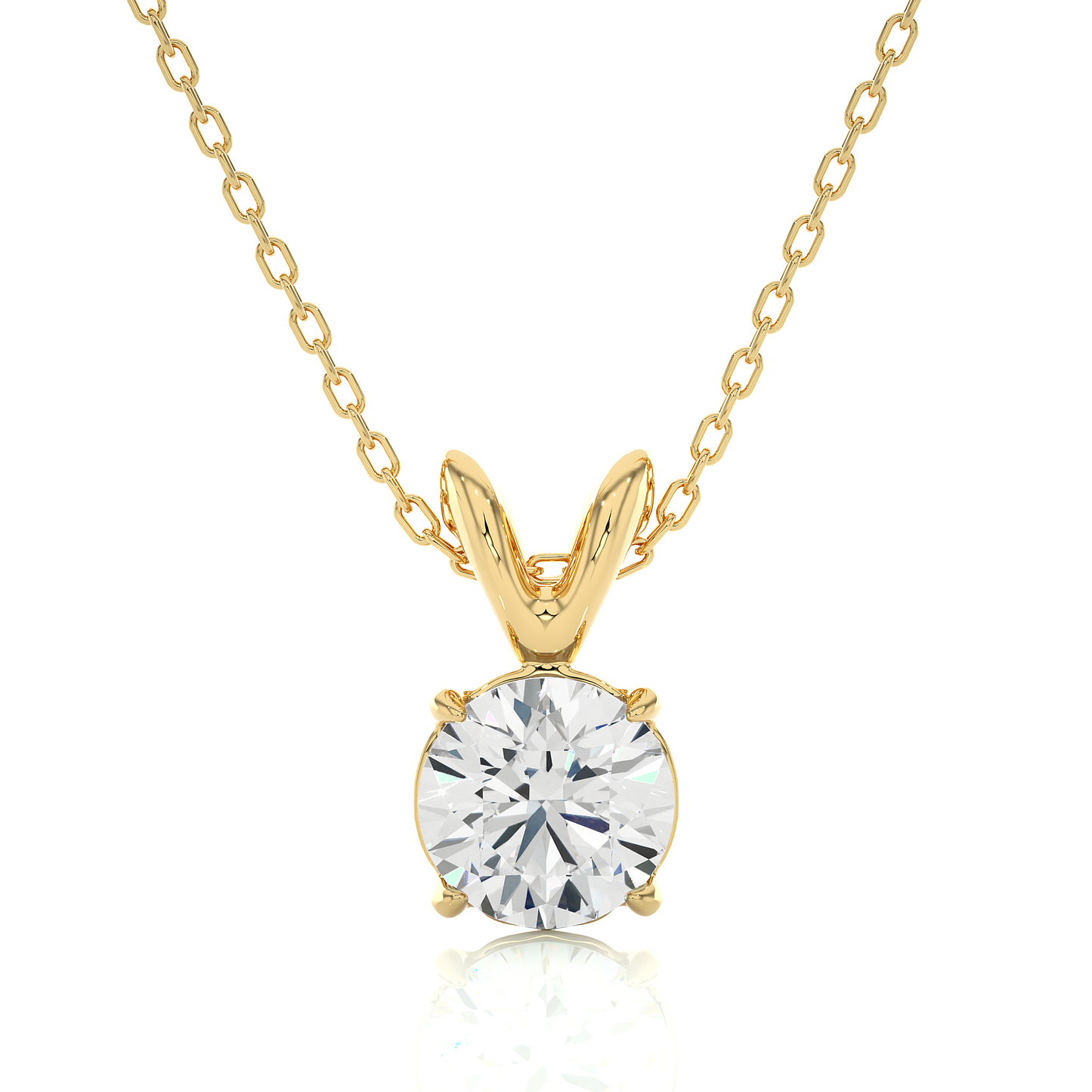 Yellow Gold Moissanite Round Shape Pendant – OF0002 - Which Mark