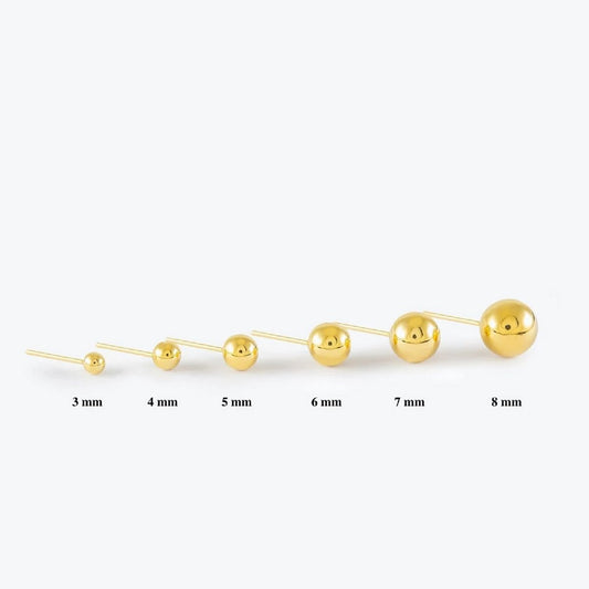 14K Yellow Gold Hollow Ball Stud Earrings ( Sizes 3MM-8MM) - Which Mark