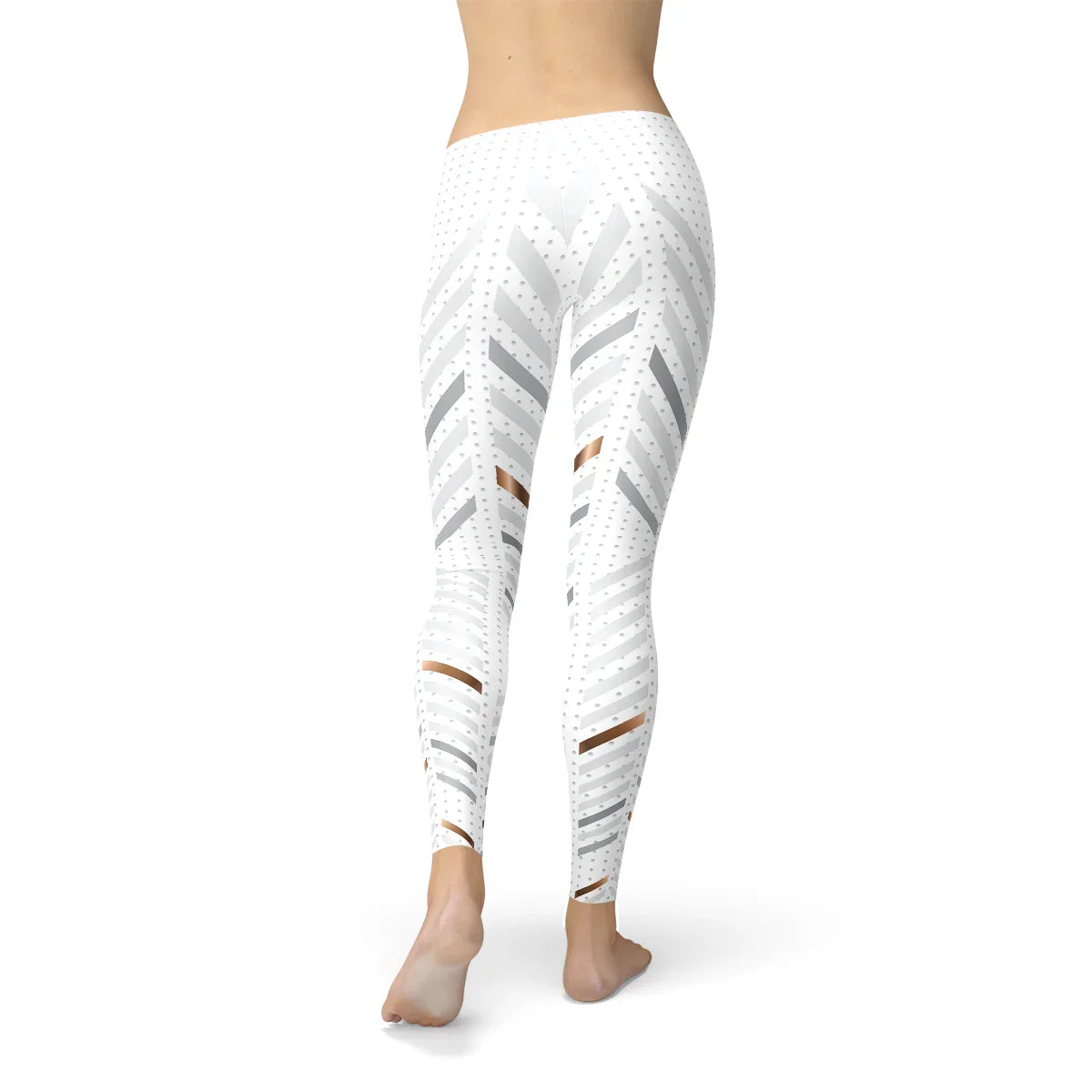 Womens White Stripes Leggings - Which Mark