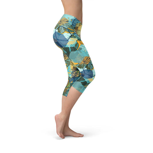 Womens Hexagon Floral Capri Leggings - Which Mark