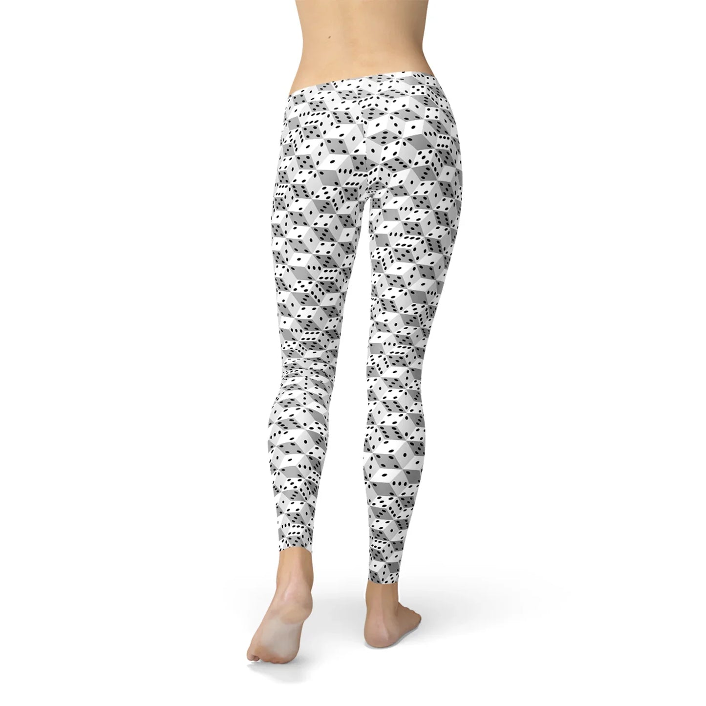 Womens Black and White Dice Leggings - Which Mark