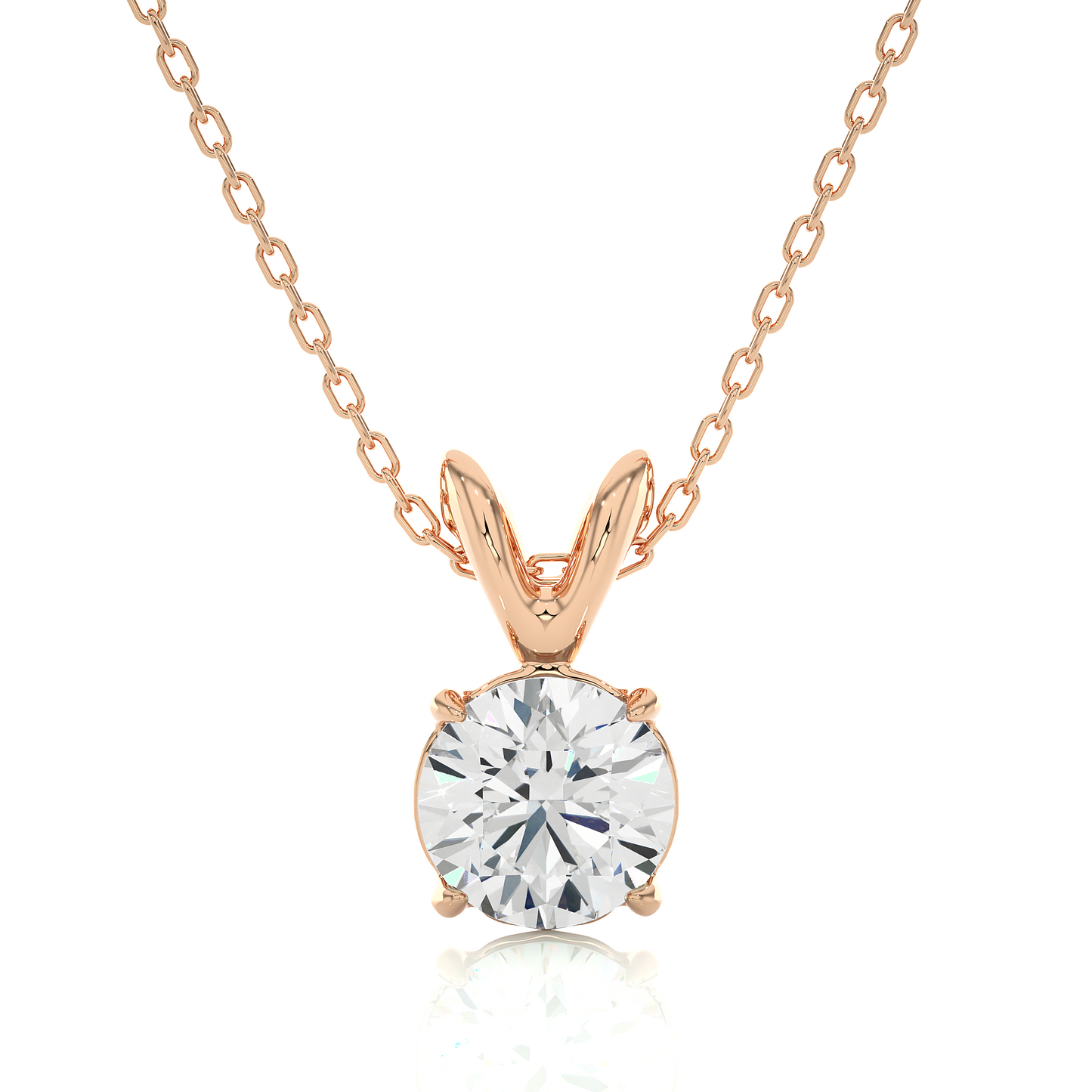 Rose Gold Moissanite Round Shape Pendant – OF0002 - Which Mark