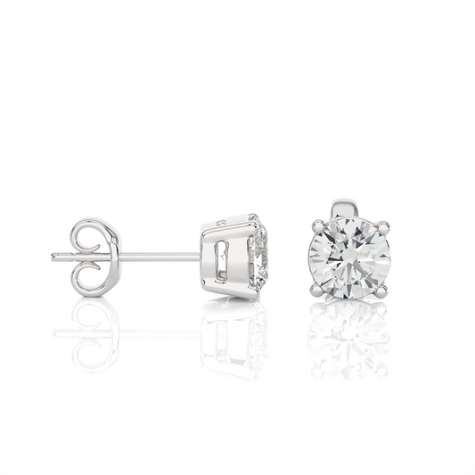 White Gold Moissanite Round Shape Earring – WE0094 - Which Mark